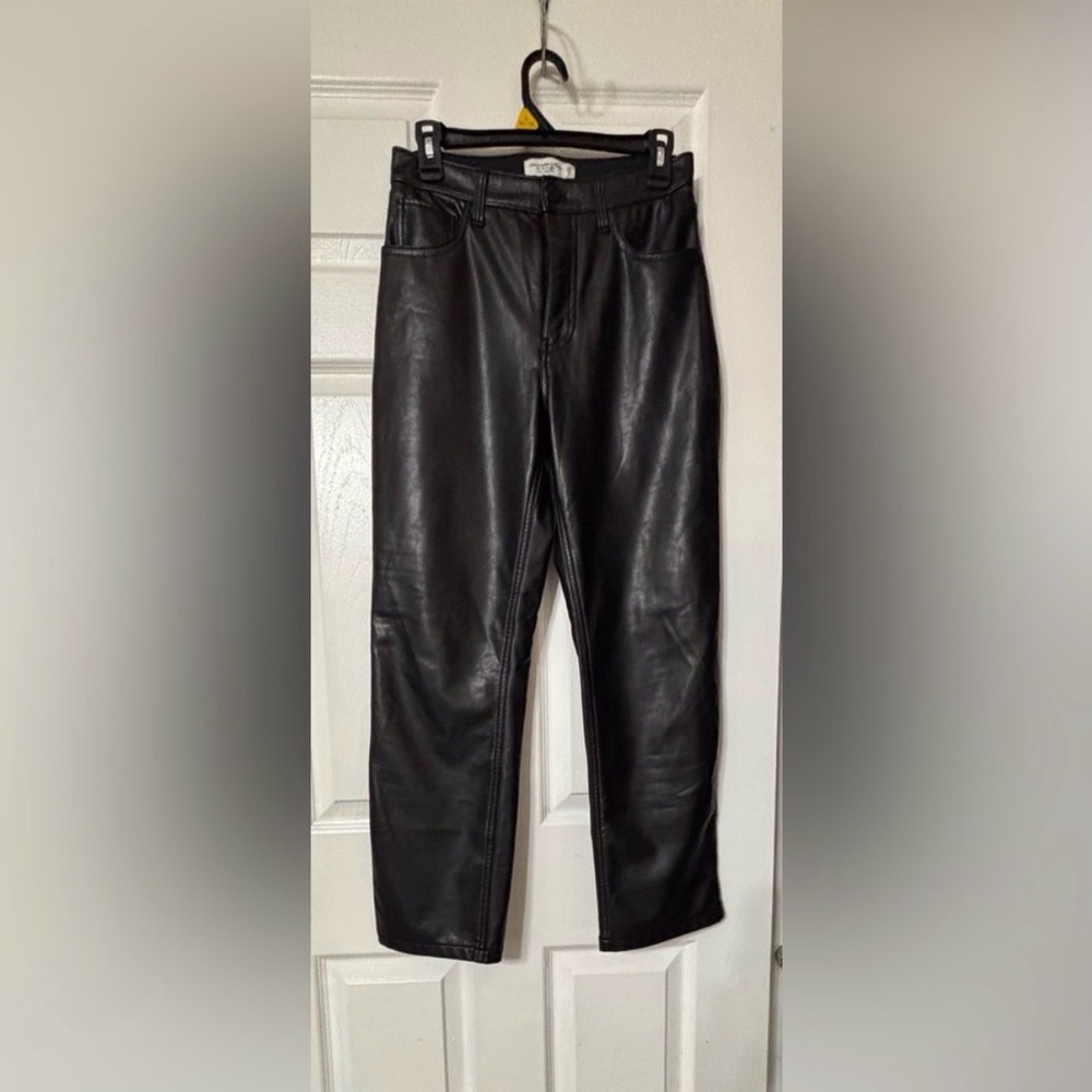 Abercrombie & Fitch Women’s 28 Black Leather High-Rise Pants